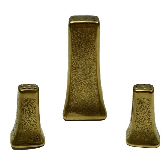 Vintage Pickard Salt Pepper Shakers Gold Tapered Set of 3